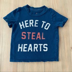 Peek T- Shirt Baby 6-12M Navy Here to Steal Hearts Short Sleeve Valentine’s Day